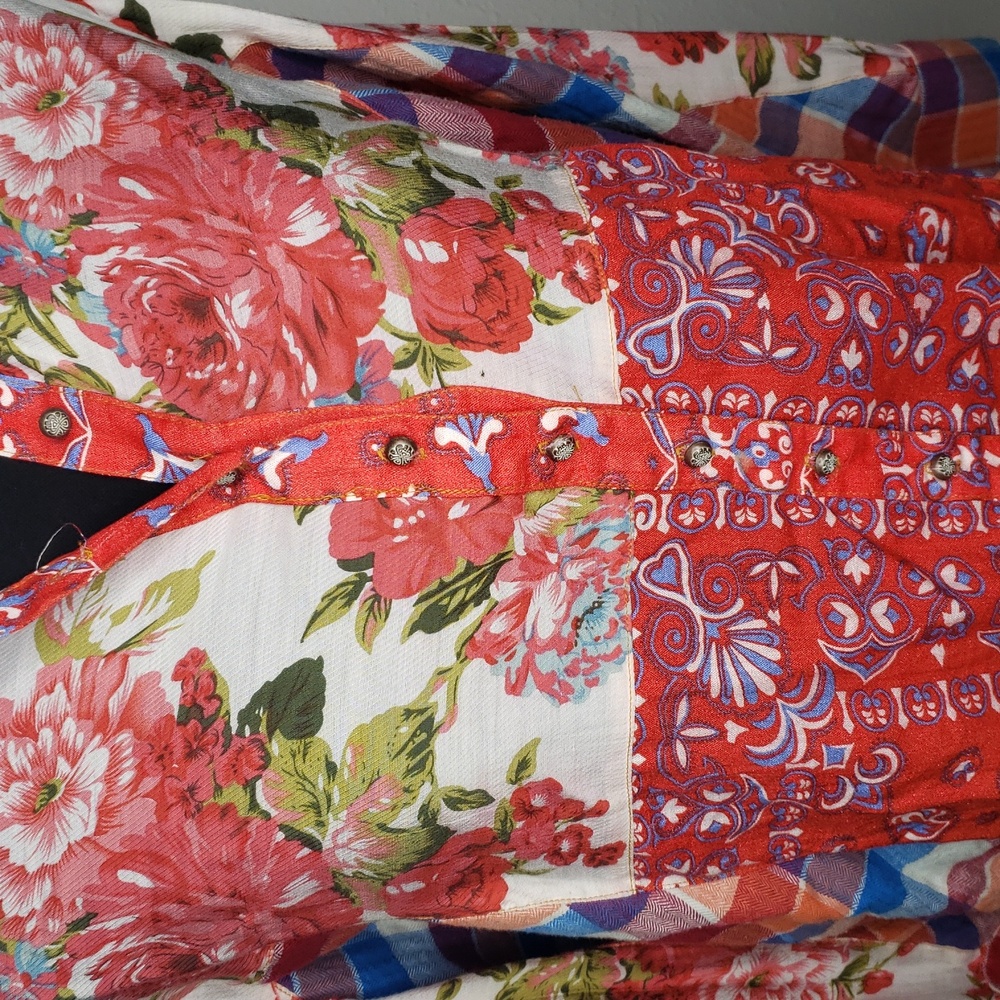 Aratta Silent Journey Indepence Day Dolman Sleeves Shirt Size M Boho Patchwork - Picture 5 of 16